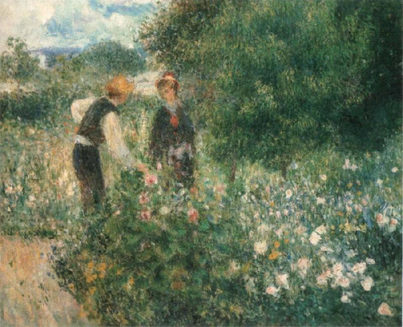 Pierre-Auguste Renoir Picking Flowers Norge oil painting art